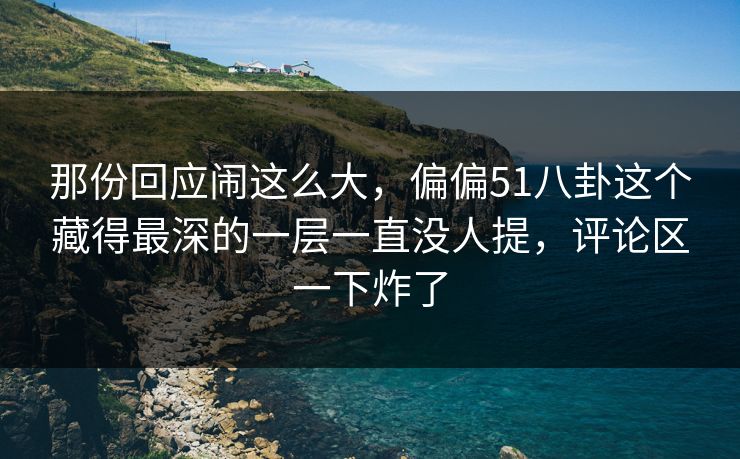 那份回应闹这么大，偏偏51八卦这个藏得最深的一层一直没人提，评论区一下炸了